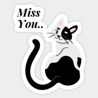 Cute White & Black Cat Sticker